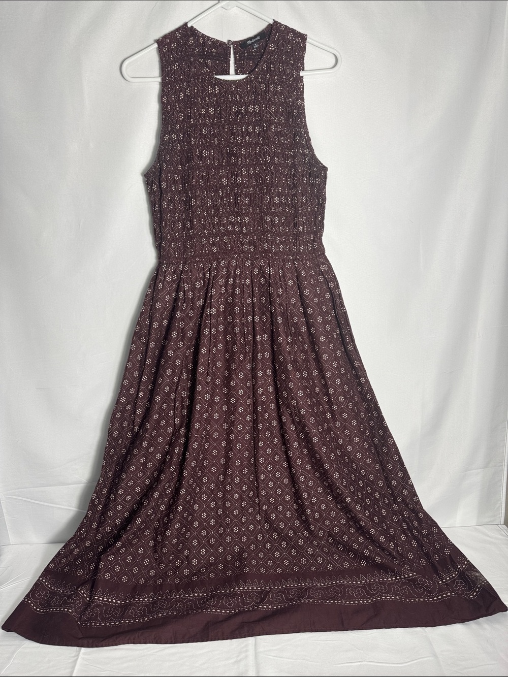 Madewell The Melody Smocked Midi Dusty Plum Daisy Print Dress Medium